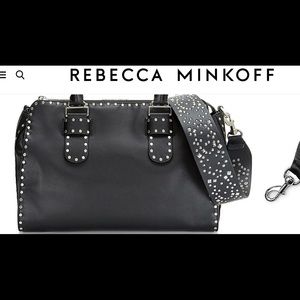 Rebecca minkoff black studded "guitar strap" strap